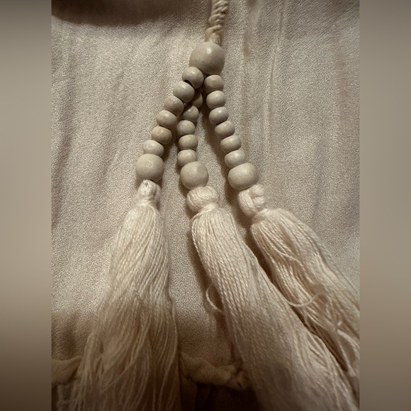 On The Road Off-Shoulder Tassel Peasant Blouse in Cream - Picture 4 of 7